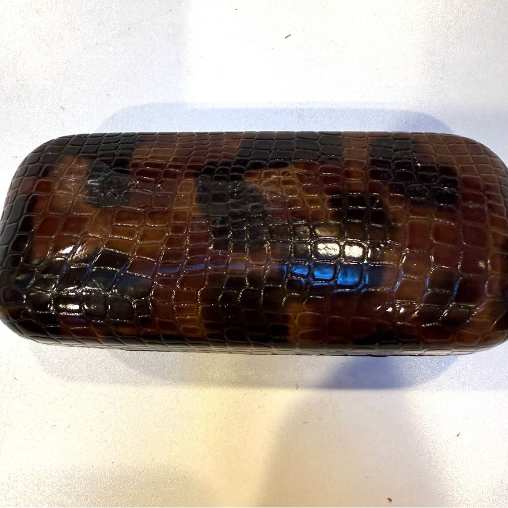 Brown Crocodile Pattern Glasses Case - image 1